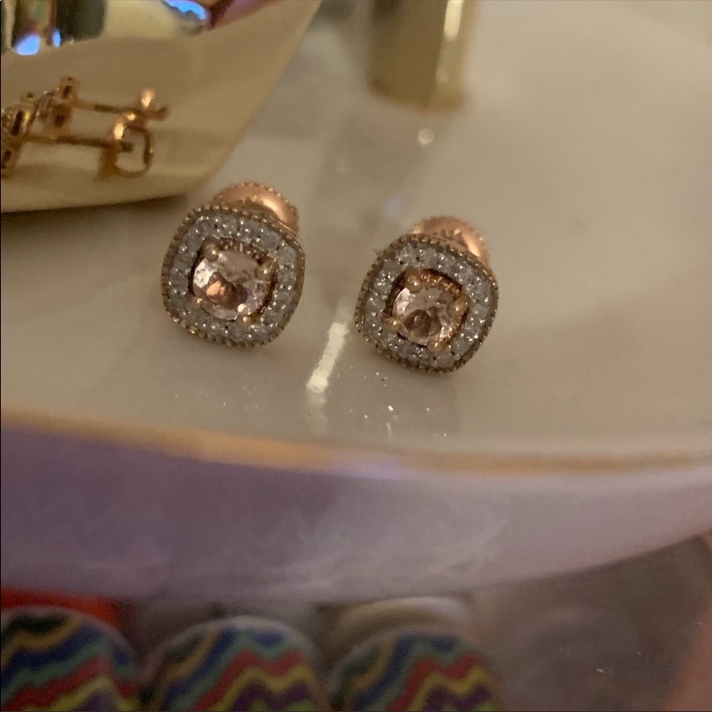 Zales Rose Gold Morganite Stud Earrings